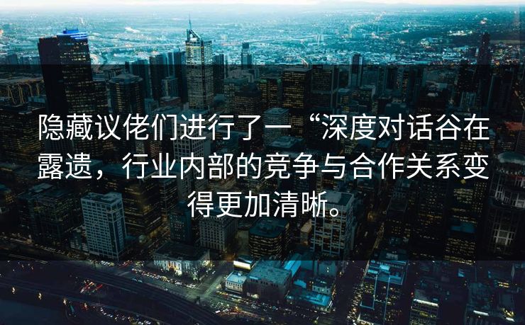 隐藏议佬们进行了一“深度对话谷在露遗，行业内部的竞争与合作关系变得更加清晰。