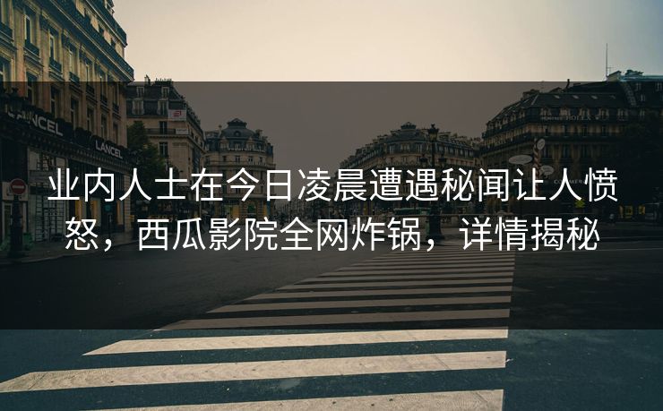 业内人士在今日凌晨遭遇秘闻让人愤怒,西瓜影院全网炸锅,详情揭秘