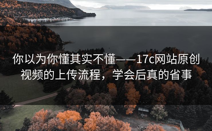 你以为你懂其实不懂——17c网站原创视频的上传流程，学会后真的省事